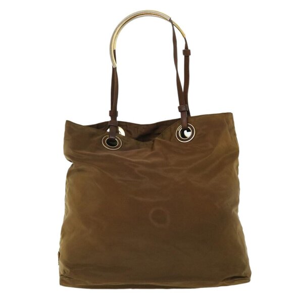 PRADA Tote Bag Nylon Brown Auth cl694 - Picture 11 of 15